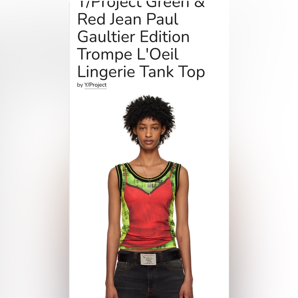 Y Project x Jean Paul Gaultier Red and Green Trompe L'Oeil Tank Top